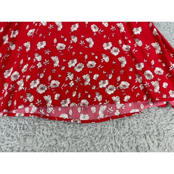 Free People Red Floral Print Keyhole Back Dinner Dress Size 10 NWT - Picture 12 of 16